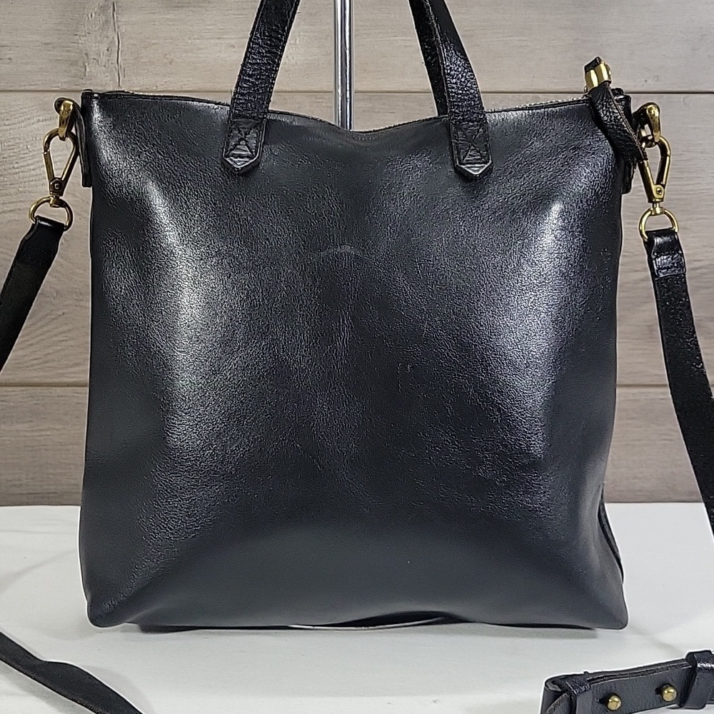 Madewell Small Black Leather Tote Crossbody Bag - Picture 4 of 13